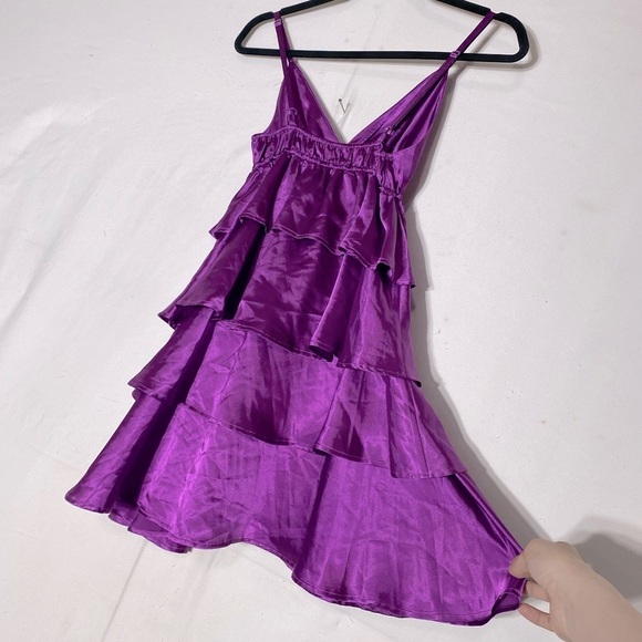 Song Made For You Purple Satin Tiered Mini Dress S - Picture 11 of 12